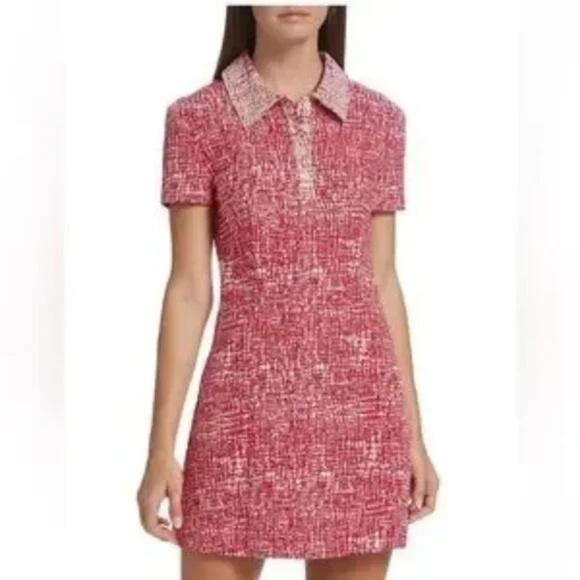 NWT STAUD Flying Mini Polo Dress in Papaya Crosshatch Size 0 - Picture 2 of 14